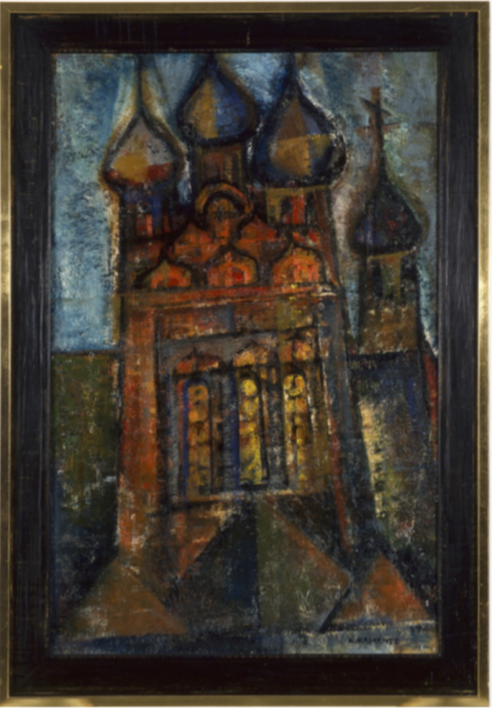 Sipulikirkko, 1957, öljy, 126,5 x 88,5 cm. Yksityiskokoelma. Kuva: Lasse Koivunen